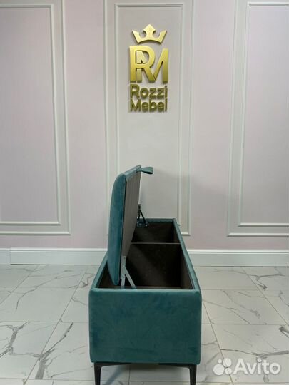 Банкетка Гиффа-Лофт с местом для хранения, мятная