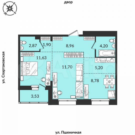 3-к. квартира, 61,8 м², 8/10 эт.