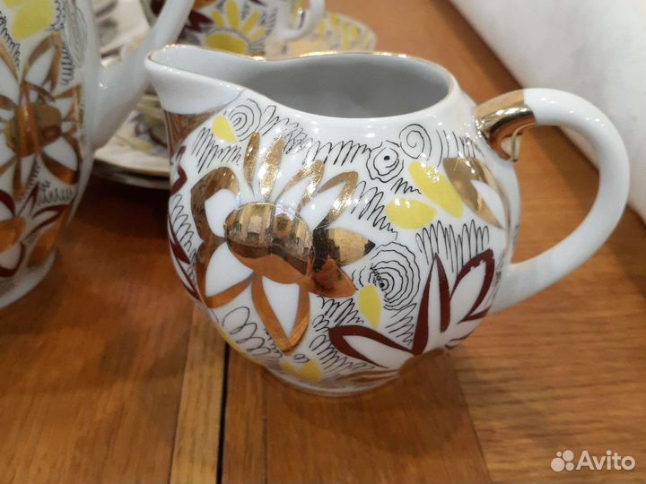 Кофейный сервиз лфз,Золотые ромашки