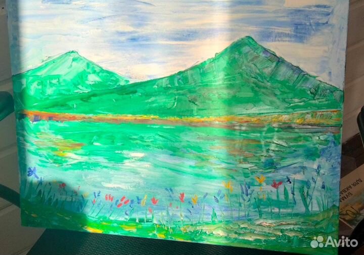 Картина маслом на холсте горный пейзаж