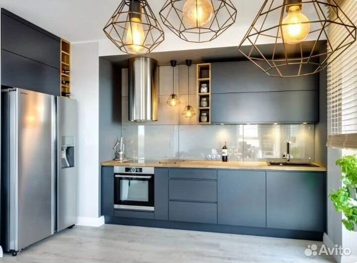 Кухня на заказ без ручек в потолок