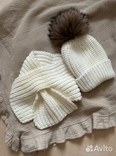 Шапка детская зимняя помпон натуральных мех