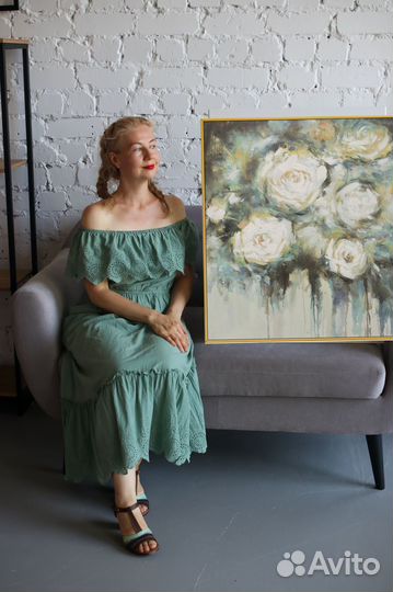 Картина маслом белые розы картина маслом на холст