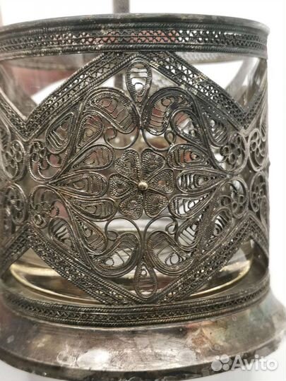 Подстаканник с стаканом Мельхиор Скань кхи СССР