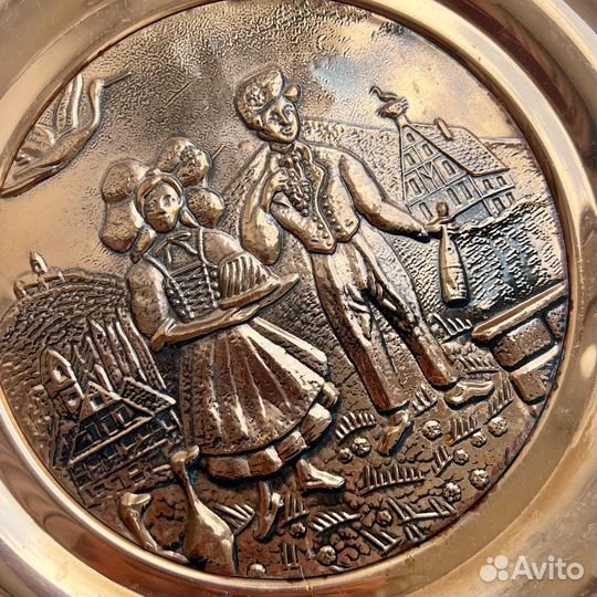 Настенное панно - тарелка, медь