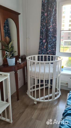 Детская кроватка трансформер круглая