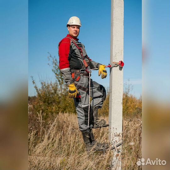 Подключение к электросети. Опоры, счётчики, фонари