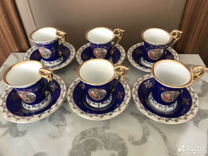 Старинные кофейные пары Кобальт Крытье Сюжеты гдр