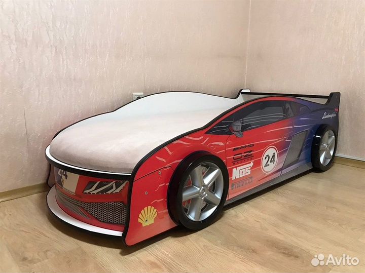 Кровать машина для детей Ламба 2 красно-синяя