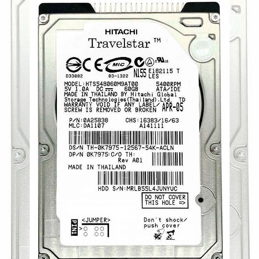 [HTS548060M9AT00] Жесткий Диск Hitachi 60gb 5400 Ide Hts548060m9at00