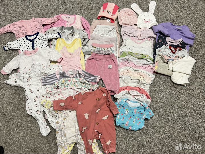 Большой пакет одежды для девочки от 0 до 12 мес