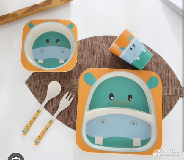 Набор детской бамбуковой посуды для кормления