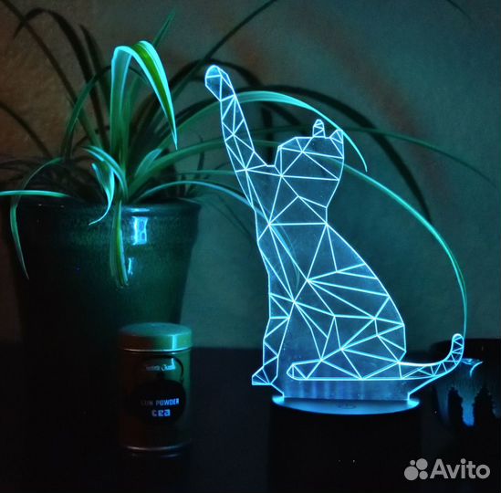 Ночник светильник 3D Аниме и Кошка LED сенсорный