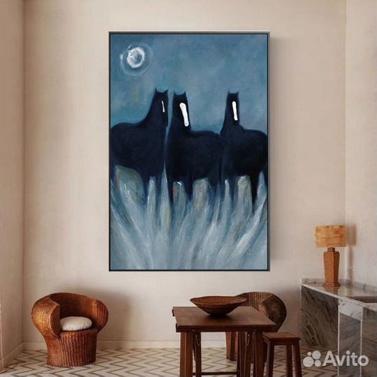 Картина маслом на холсте с лошадьми