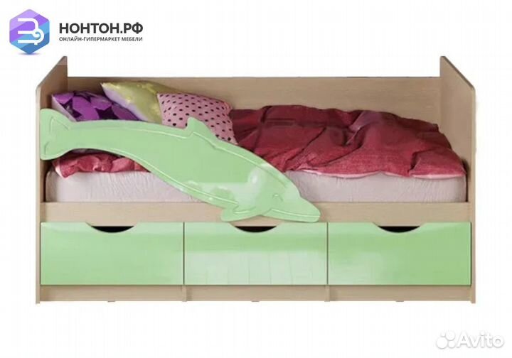 Кровать Дельфин №1 салатовый металлик