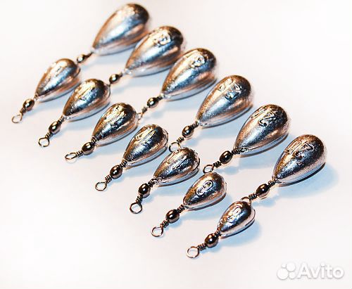 Груз капля с вертлюгом для отводного поводка