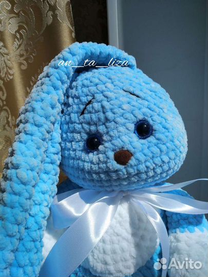 Вязаный Плюшевый Зайчик 40 см / Мягкие игрушки