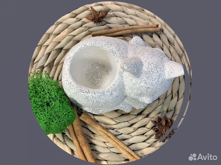 Силиконовая форма довольный кот кашпо ваза