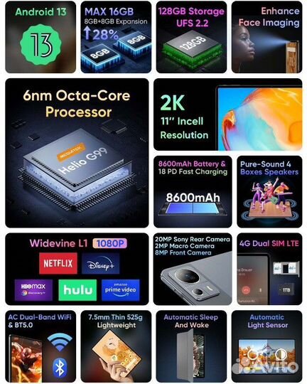 Планшет N-one NPad X 8+8/128 гб Новый