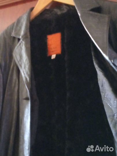 Утепленный кожаный плащ 50 - 52 р