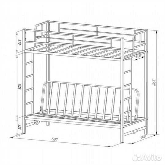 Двухъярусная кровать с диваном 
