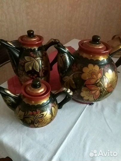 Набор чайников Хохлома керамика СССР