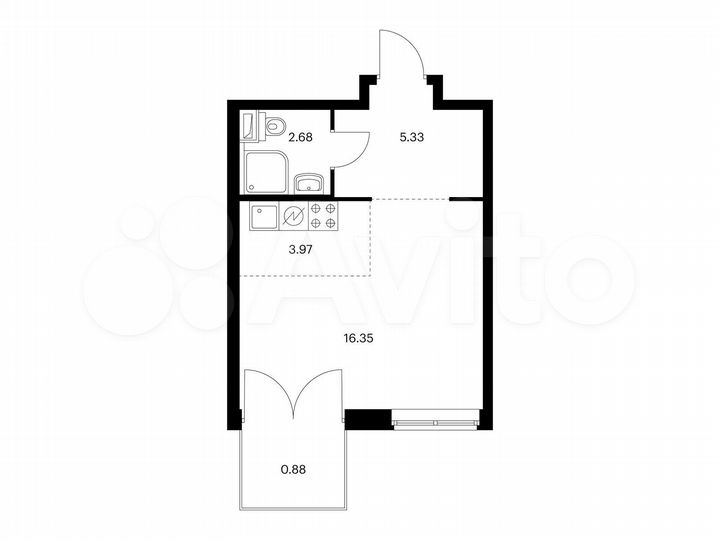 Квартира-студия, 29,2 м², 11/22 эт.
