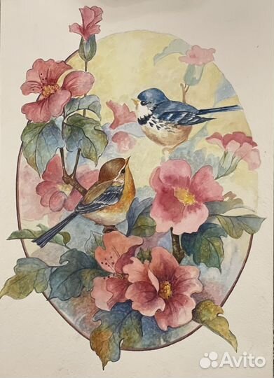 Птички акварелью