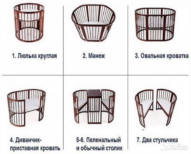 Кроватка-трансформер 6 в 1