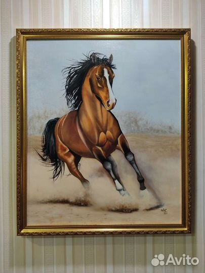 Картина маслом на холсте Скачущая лошадь