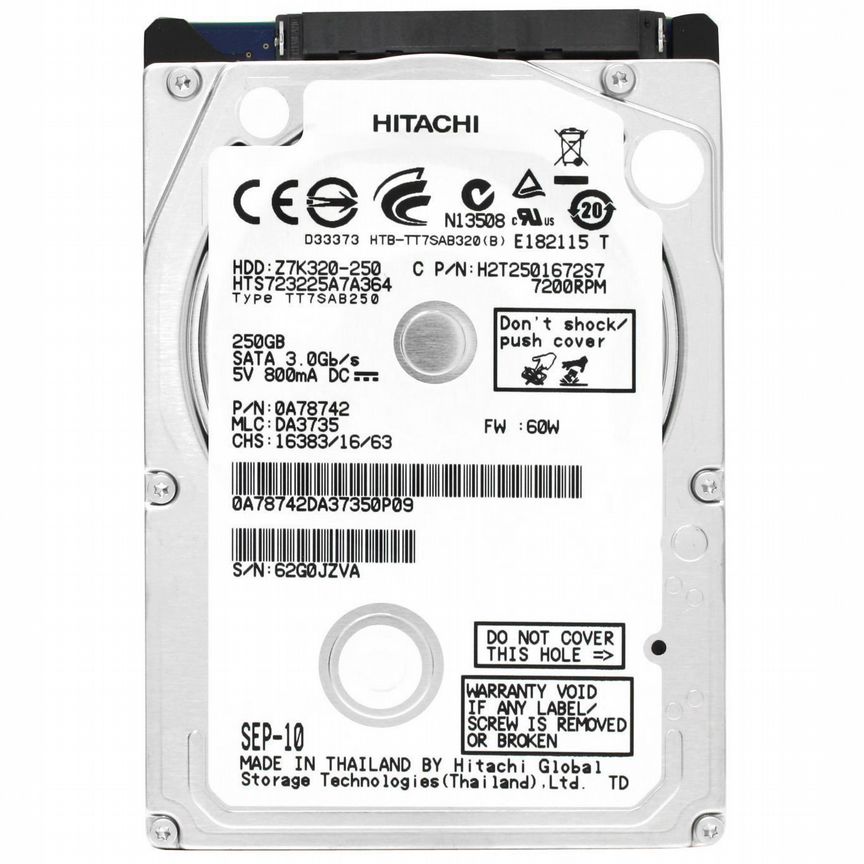 [0J13252] Жесткий Диск Hitachi 250gb 0a78742 Sata2 0j13252
