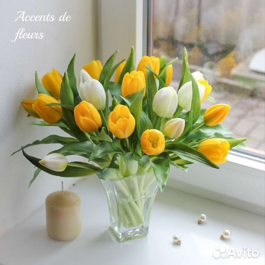 Силиконовые тюльпаны в вазе