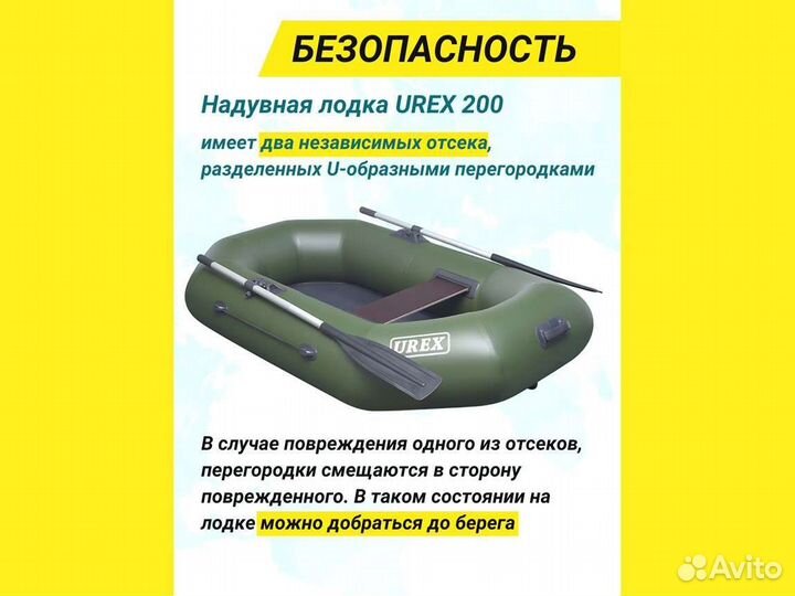 Лодка пвх надувная для рыбалки 200 см urex 200