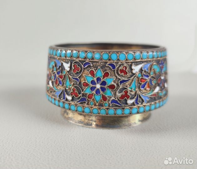 Солонка серебро 84 эмали царская Россия