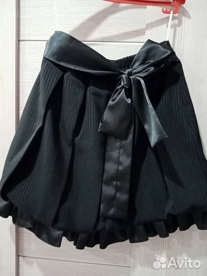Юбка школьная, чёрная в мелкую полоску, 122 р