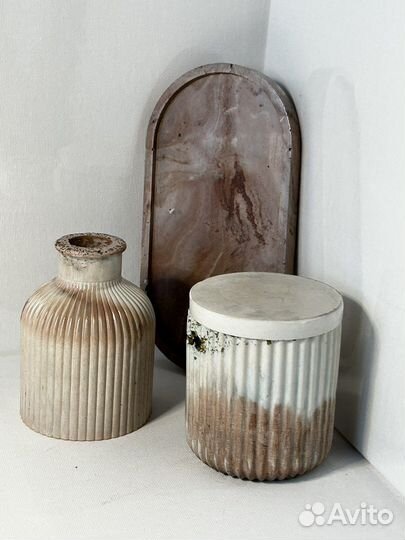 Бор из 3 предметов «Мокко» в мраморной технике