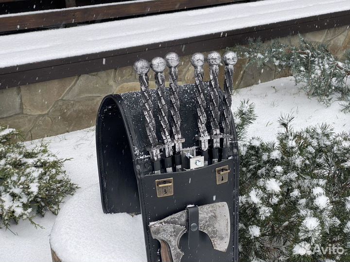 Набор шампуров в кожаном чехле «Викинг»