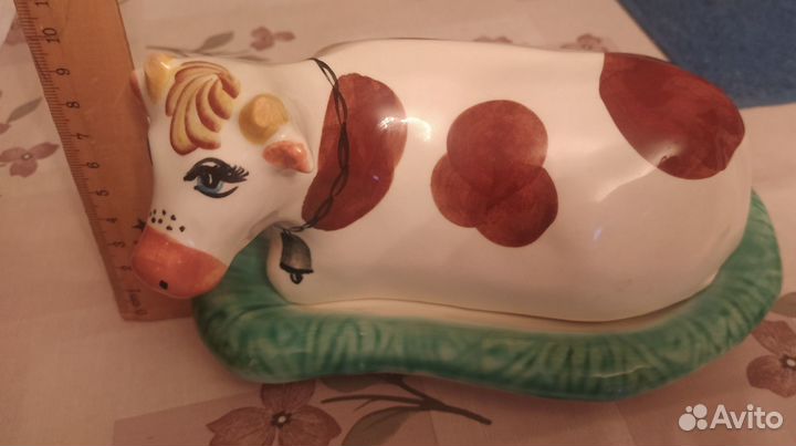 Масленка керамика коровка