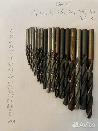 Сверла СССР набор 19шт от 1 до 10 через 0.5