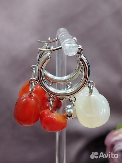 Серьги с натуральным камнем