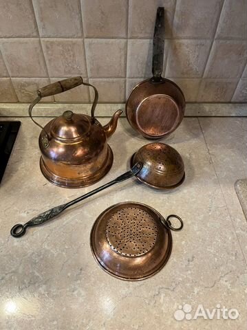 Латунная посуда набор. Чайник, ковш, дуршлаг, сито купить в Москве ...