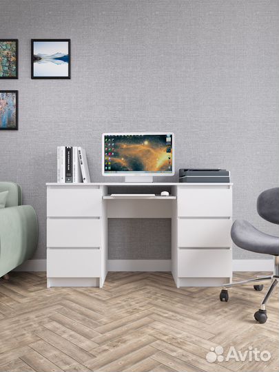 Компьютерный стол белый большой. Новый