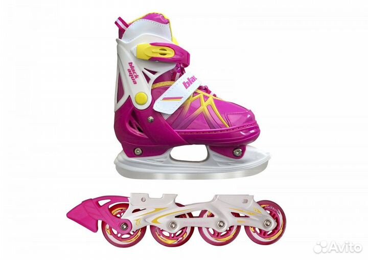 Коньки раздвижные 2в1 AS410 (р-р 39-42) 8585