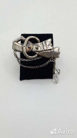 Брошь старинная 84 пробы с горным хрусталем