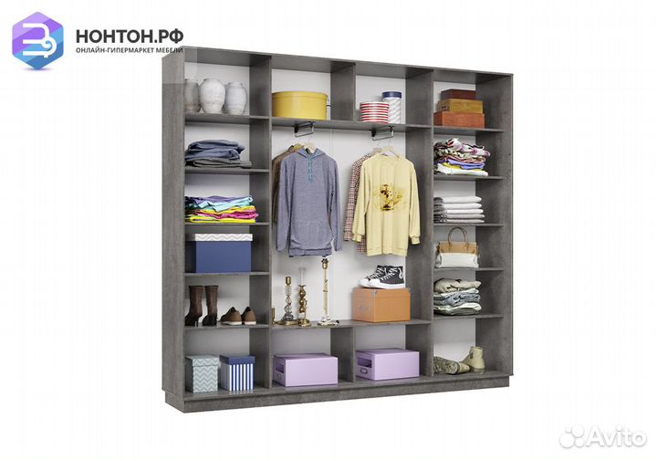 Шкаф-купе трёхдверный Алиот бетон