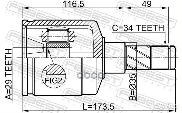 Шрус внутренний 29x35x34 (chevrolet leganza (V1