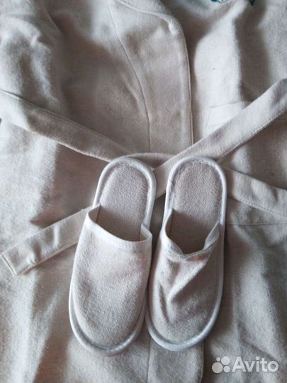 Новый детский байковый халат и тапочки