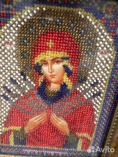 Икона вышитая биссером в раме