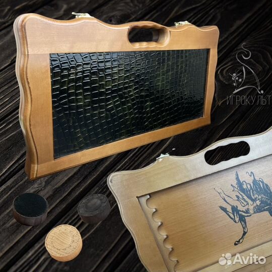 Нарды деревянные + кожа