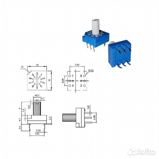 1 шт DIP-переключатель RS31007 24 В 25 мА / роторн